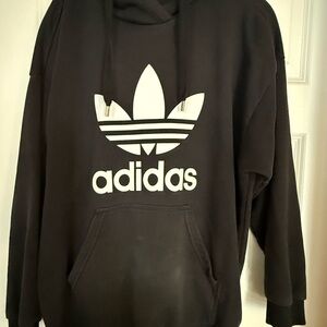 Adidas Men's Black Hoodie with White Logo
